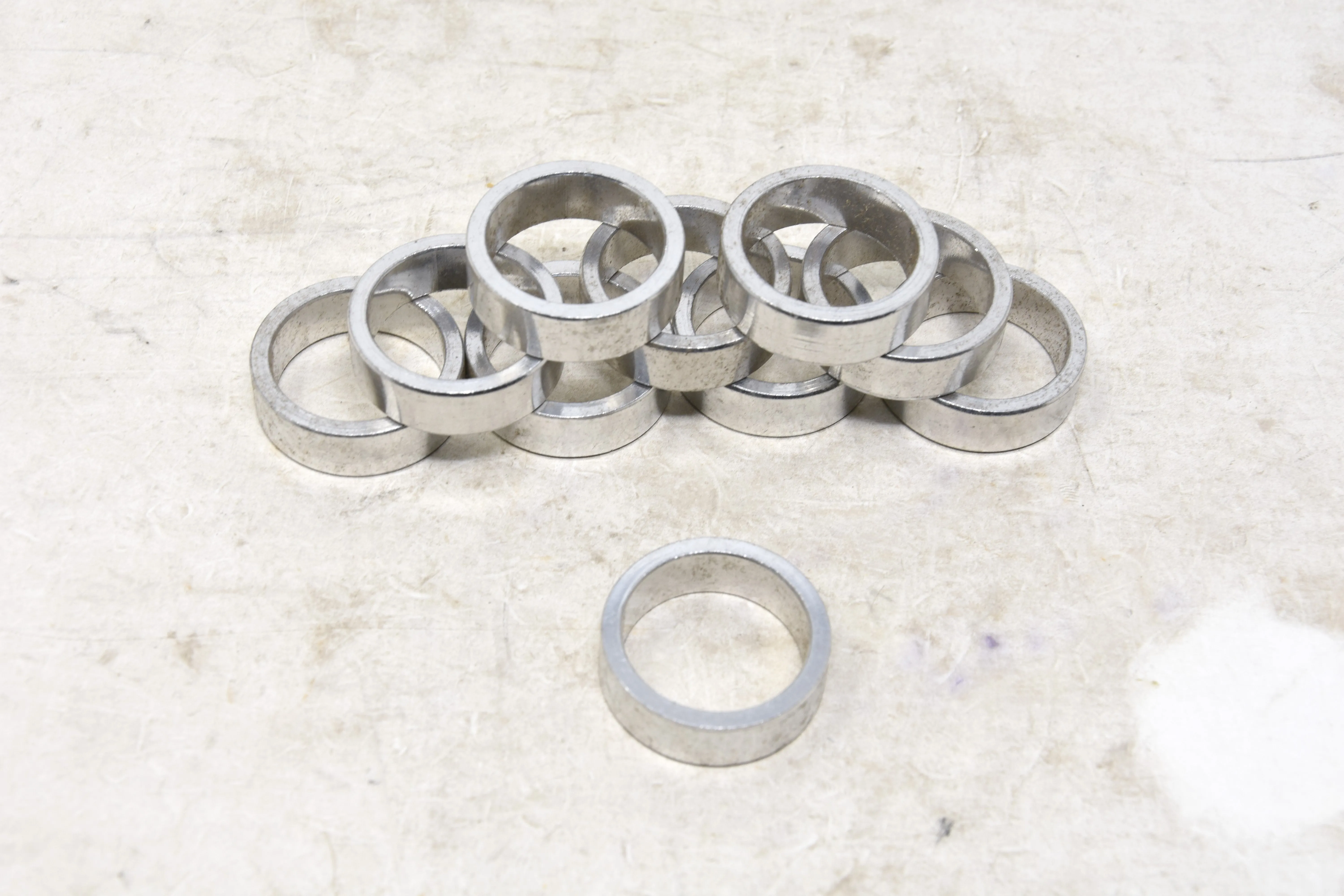 10 x AHEAD HEADSET SPACERS 1" 25.4mm FORK STEERER 10mm ALLOY WASHERS SILVER