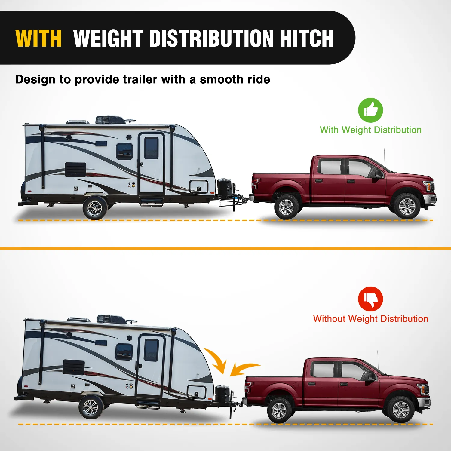 1200 lbs Round Bar Weight Distributing Hitches Kit with Sway Control