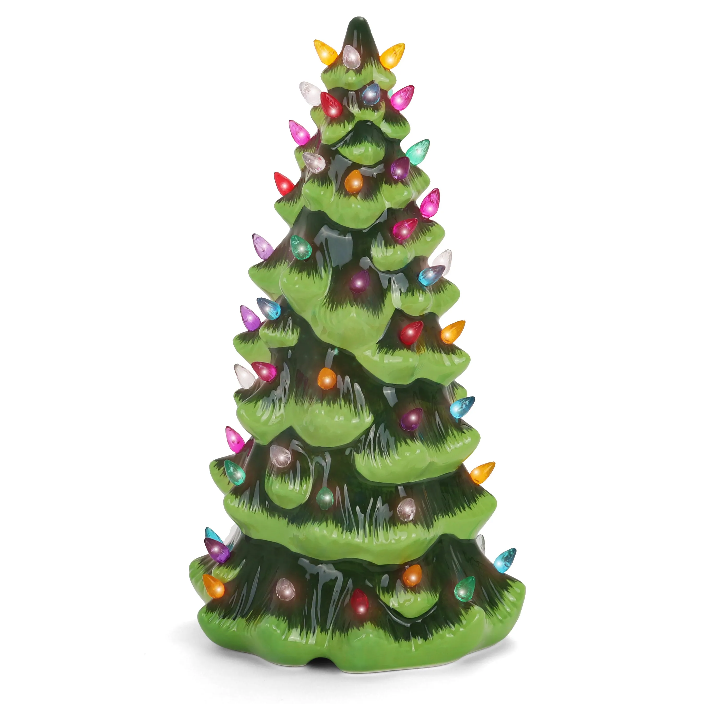 13" Green Christmas Tree with Multicolored Lights