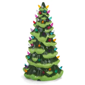 13" Green Christmas Tree with Multicolored Lights