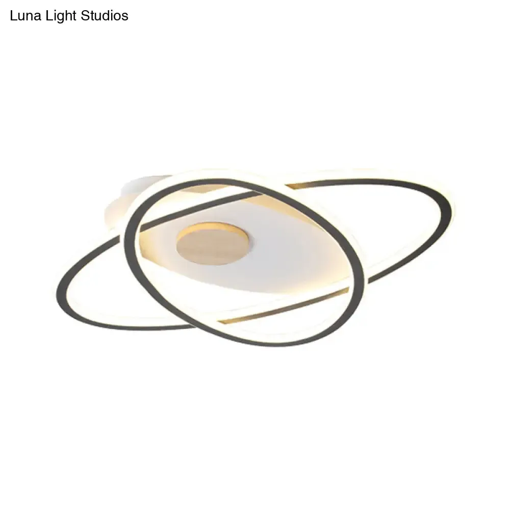 16.5"/20.5" W Oval Acrylic Ceiling Lamp - Simplicity LED Grey Semi Flush Mount Lighting with Warm/Color-Changing Light
