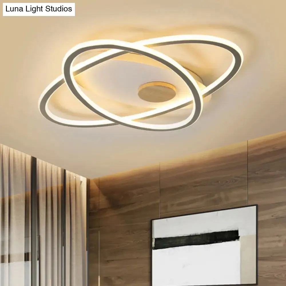 16.5"/20.5" W Oval Acrylic Ceiling Lamp - Simplicity LED Grey Semi Flush Mount Lighting with Warm/Color-Changing Light