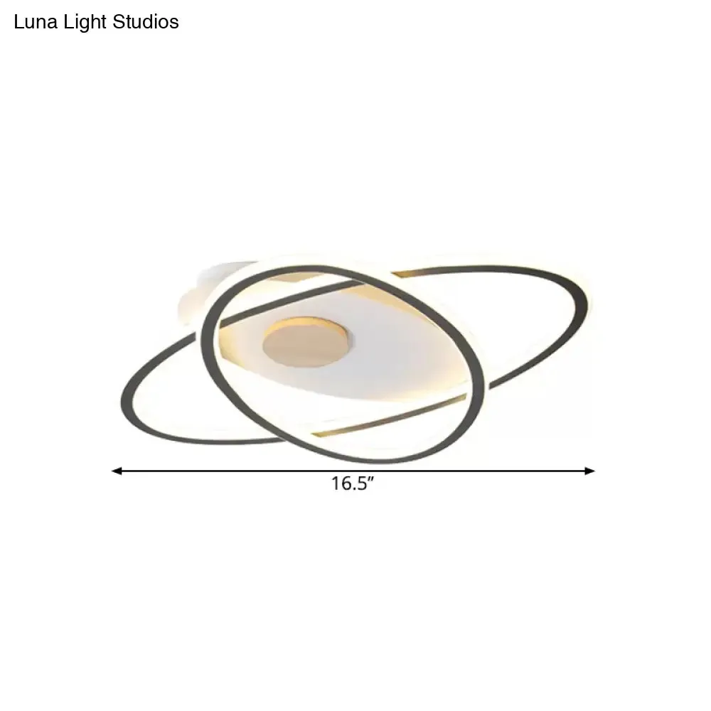 16.5"/20.5" W Oval Acrylic Ceiling Lamp - Simplicity LED Grey Semi Flush Mount Lighting with Warm/Color-Changing Light