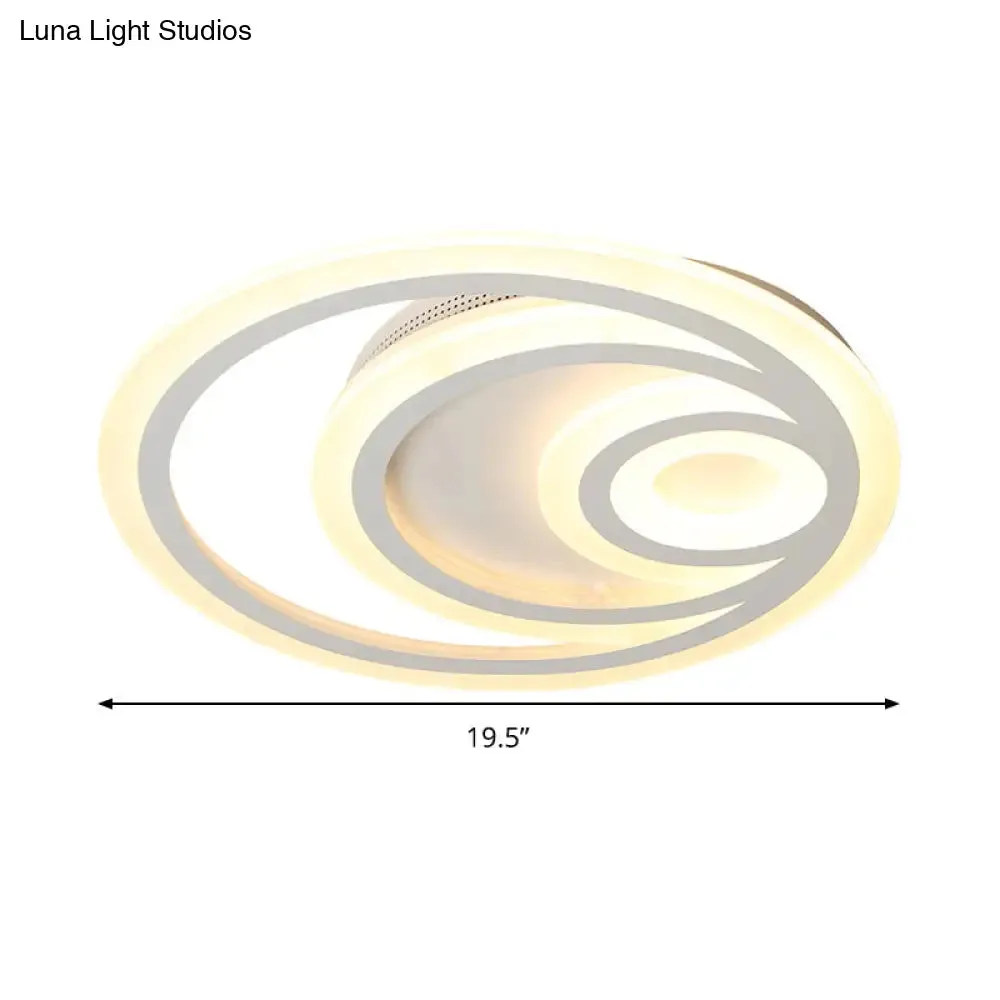 16"/19.5" Wide Ripple Acrylic Flush Mount LED Ceiling Light, Minimalist White, Warm/White/3-Color Lighting