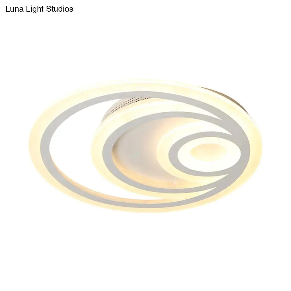 16"/19.5" Wide Ripple Acrylic Flush Mount LED Ceiling Light, Minimalist White, Warm/White/3-Color Lighting