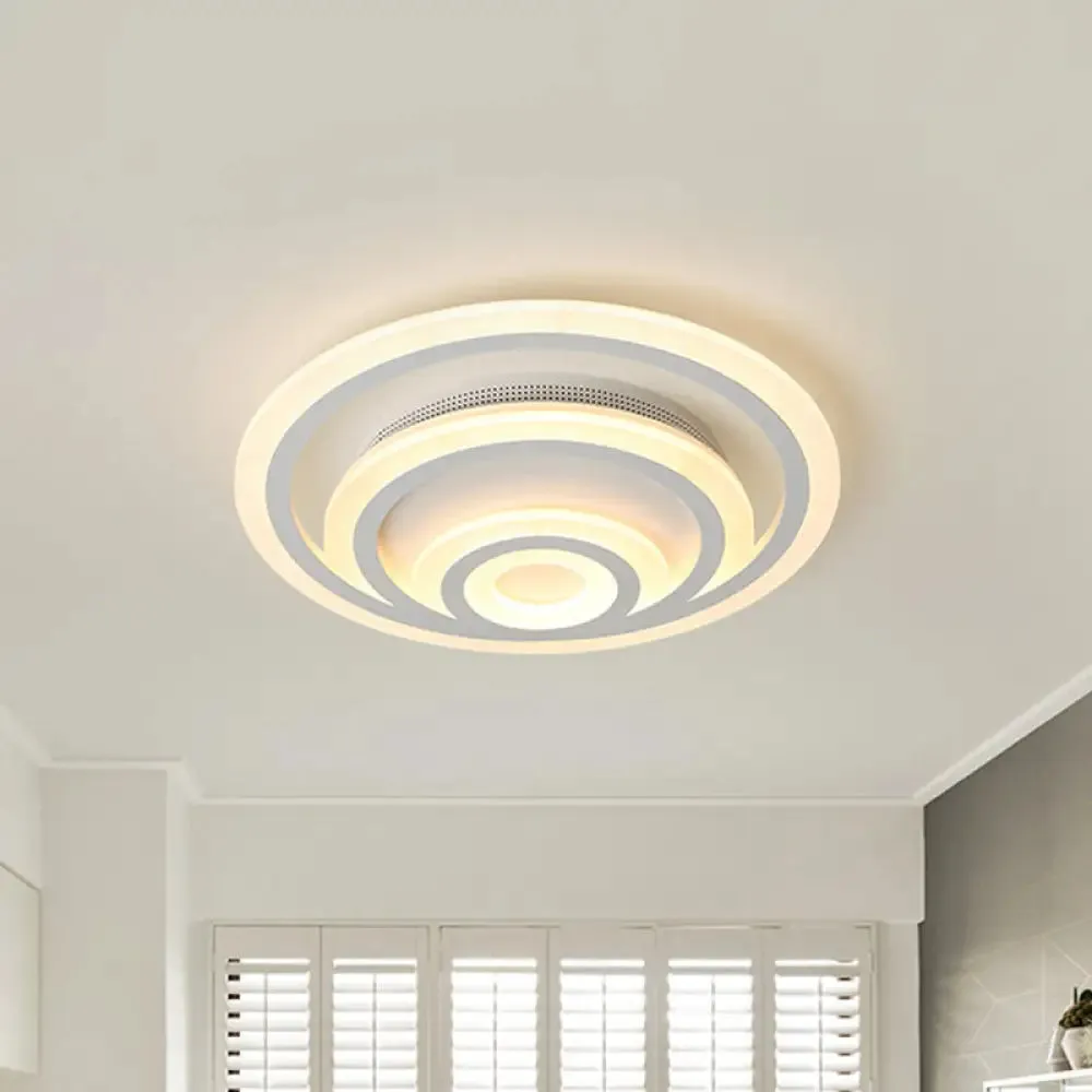 16"/19.5" Wide Ripple Acrylic Flush Mount LED Ceiling Light, Minimalist White, Warm/White/3-Color Lighting