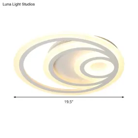 16"/19.5" Wide Ripple Acrylic Flush Mount LED Ceiling Light, Minimalist White, Warm/White/3-Color Lighting