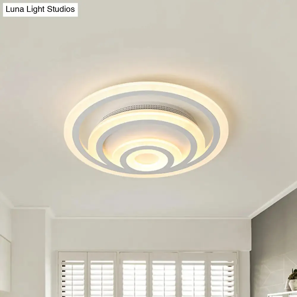 16"/19.5" Wide Ripple Acrylic Flush Mount LED Ceiling Light, Minimalist White, Warm/White/3-Color Lighting