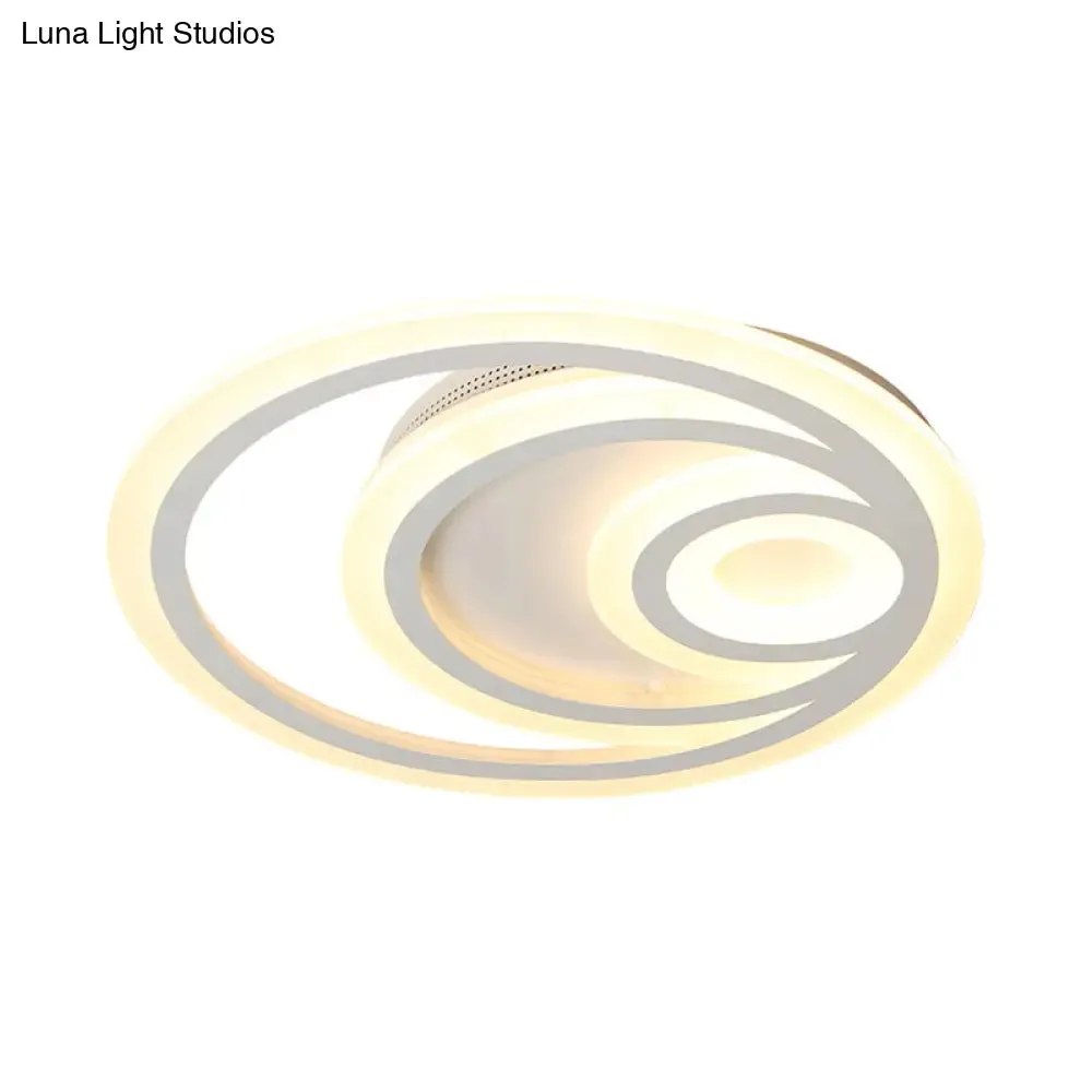 16"/19.5" Wide Ripple Acrylic Flush Mount LED Ceiling Light, Minimalist White, Warm/White/3-Color Lighting