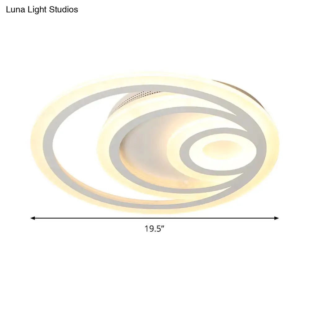 16"/19.5" Wide Ripple Acrylic Flush Mount LED Ceiling Light, Minimalist White, Warm/White/3-Color Lighting