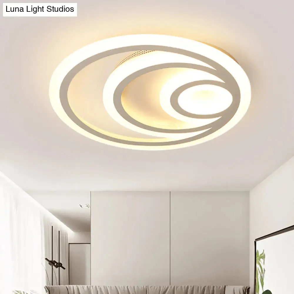 16"/19.5" Wide Ripple Acrylic Flush Mount LED Ceiling Light, Minimalist White, Warm/White/3-Color Lighting