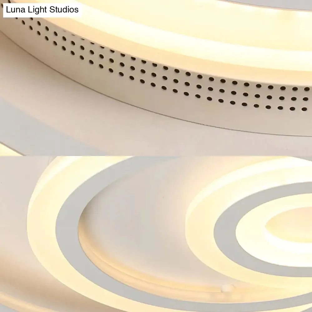 16"/19.5" Wide Ripple Acrylic Flush Mount LED Ceiling Light, Minimalist White, Warm/White/3-Color Lighting