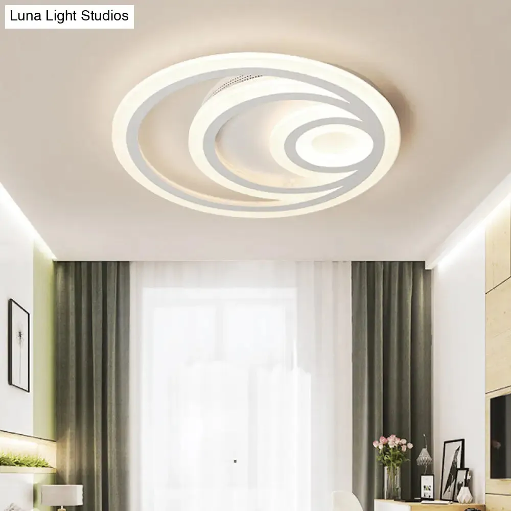 16"/19.5" Wide Ripple Acrylic Flush Mount LED Ceiling Light, Minimalist White, Warm/White/3-Color Lighting