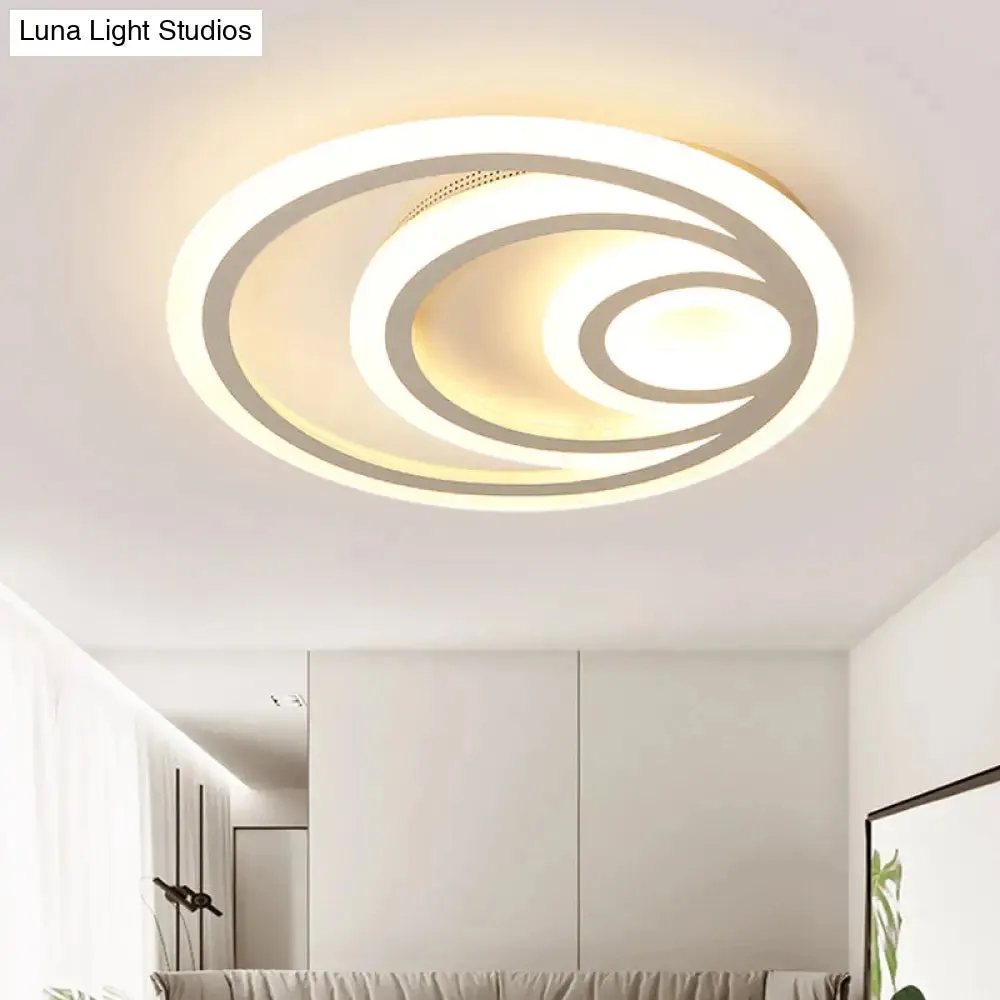 16"/19.5" Wide Ripple Acrylic Flush Mount LED Ceiling Light, Minimalist White, Warm/White/3-Color Lighting