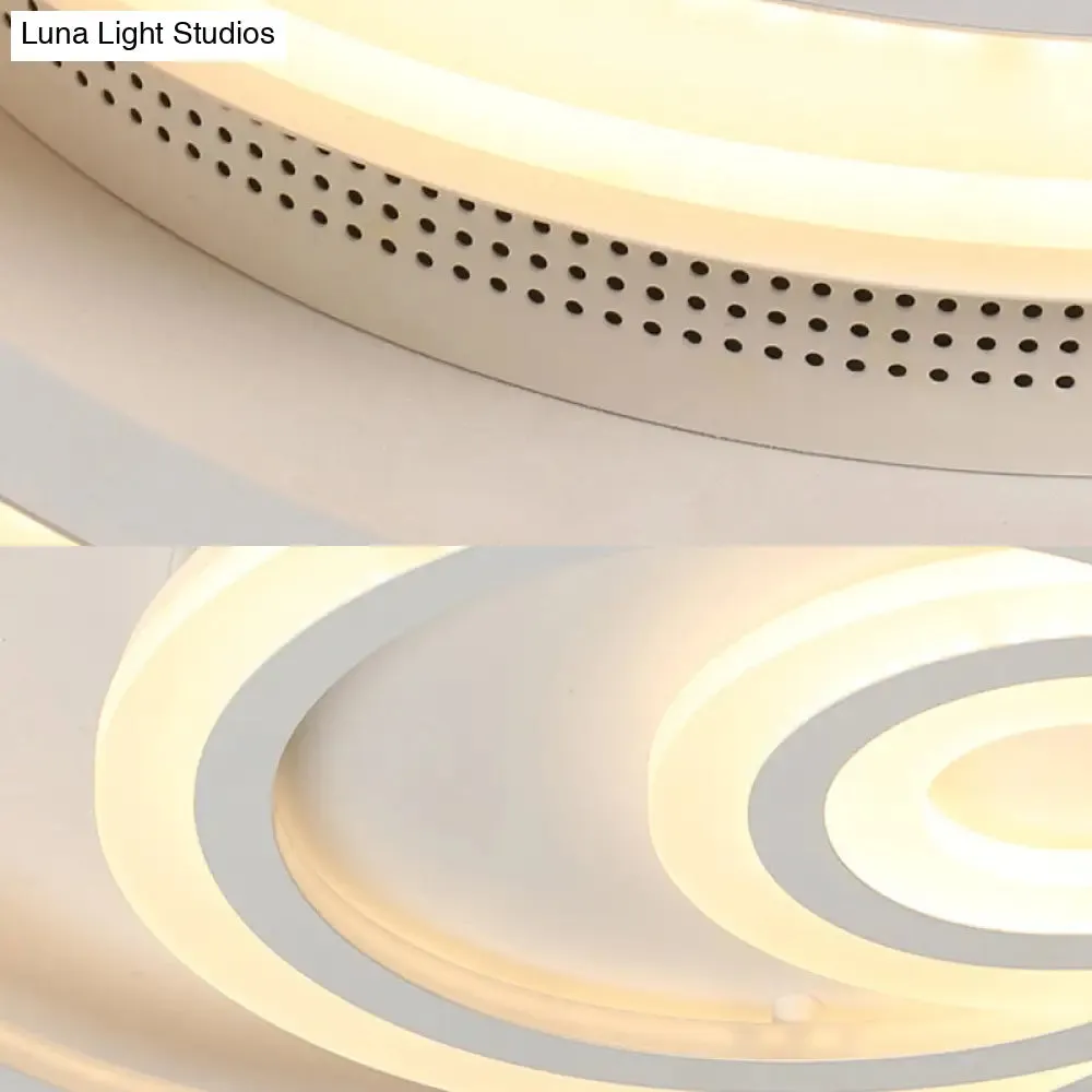 16"/19.5" Wide Ripple Acrylic Flush Mount LED Ceiling Light, Minimalist White, Warm/White/3-Color Lighting