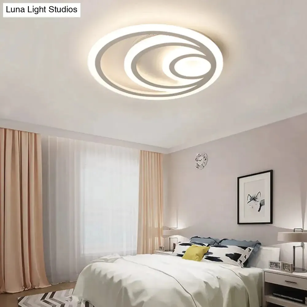 16"/19.5" Wide Ripple Acrylic Flush Mount LED Ceiling Light, Minimalist White, Warm/White/3-Color Lighting