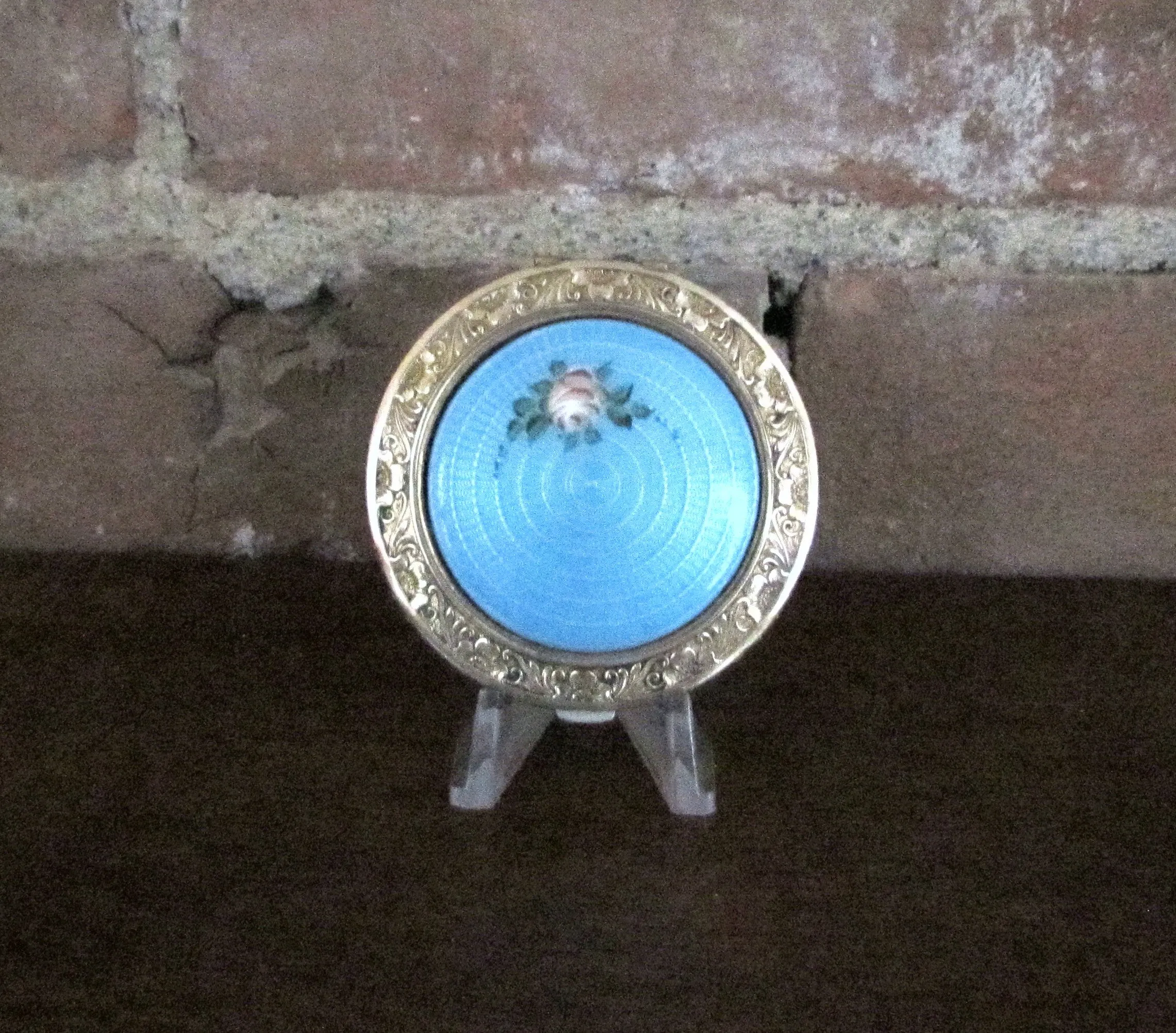 1920 Guilloche Enamel Powder Rouge Mirror Compact