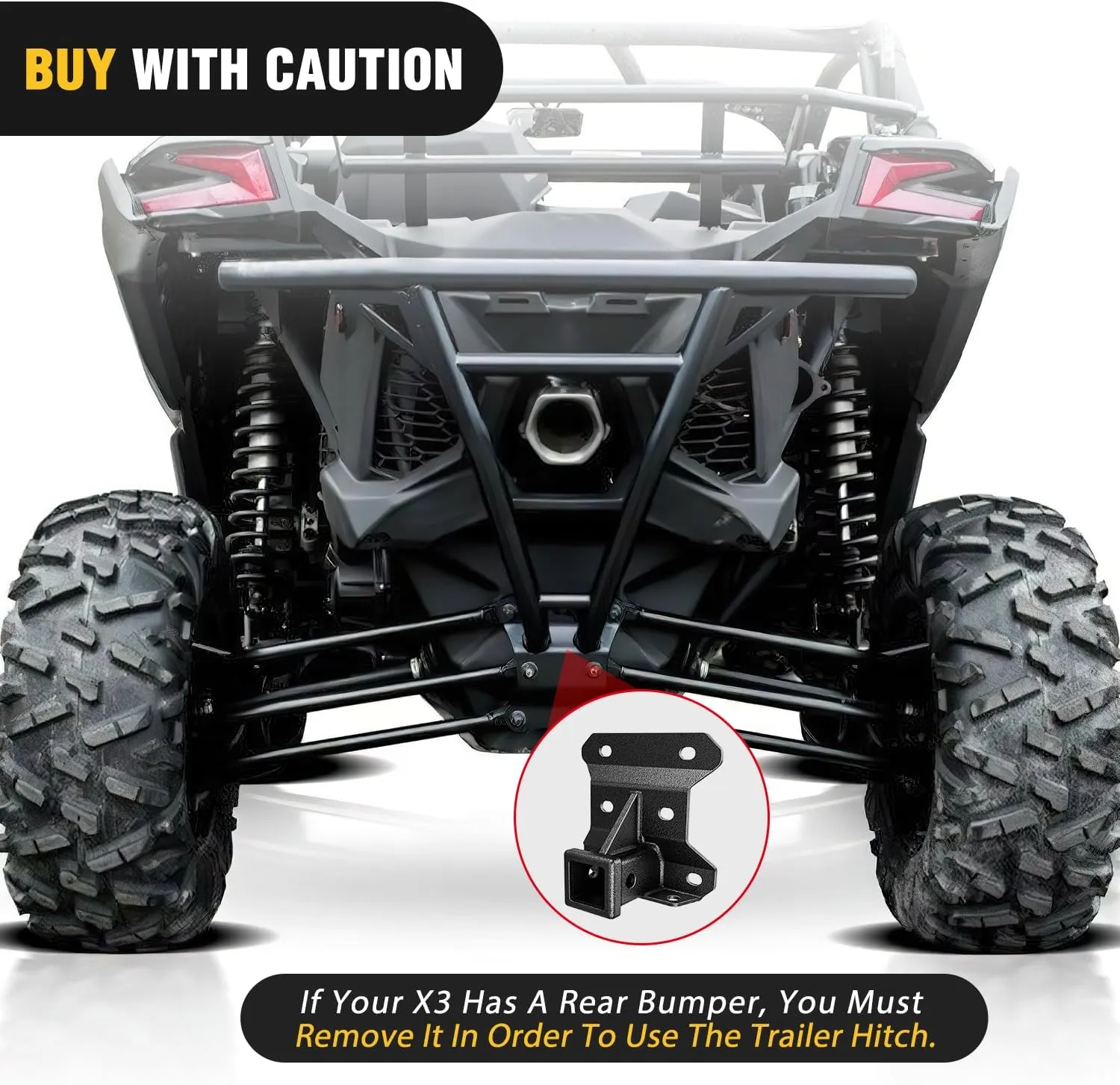 2 Inch Rear Bumper Tow Trailer Hitch Receiver Kit For 2017  Can Am Maverick X3/2017  Can Am Maverick Turbo/Max Turbo/X DS/X RS Turbo