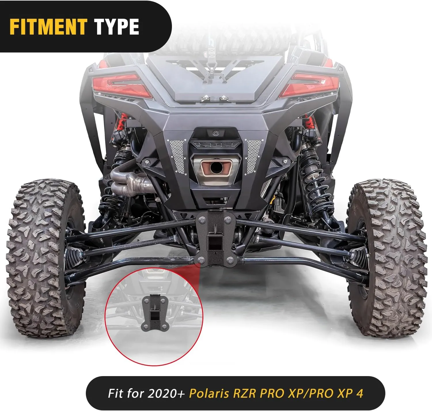 2 Inch Rear Bumper Tow Trailer Hitch Receiver Kit For 2022-2024 Polaris RZR Pro R|2022-2024 Polaris RZR Pro R 4