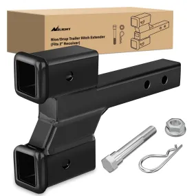 2 Inch Trailer Dual Hitch Receiver with 2 & 4Inch Rise or Drop