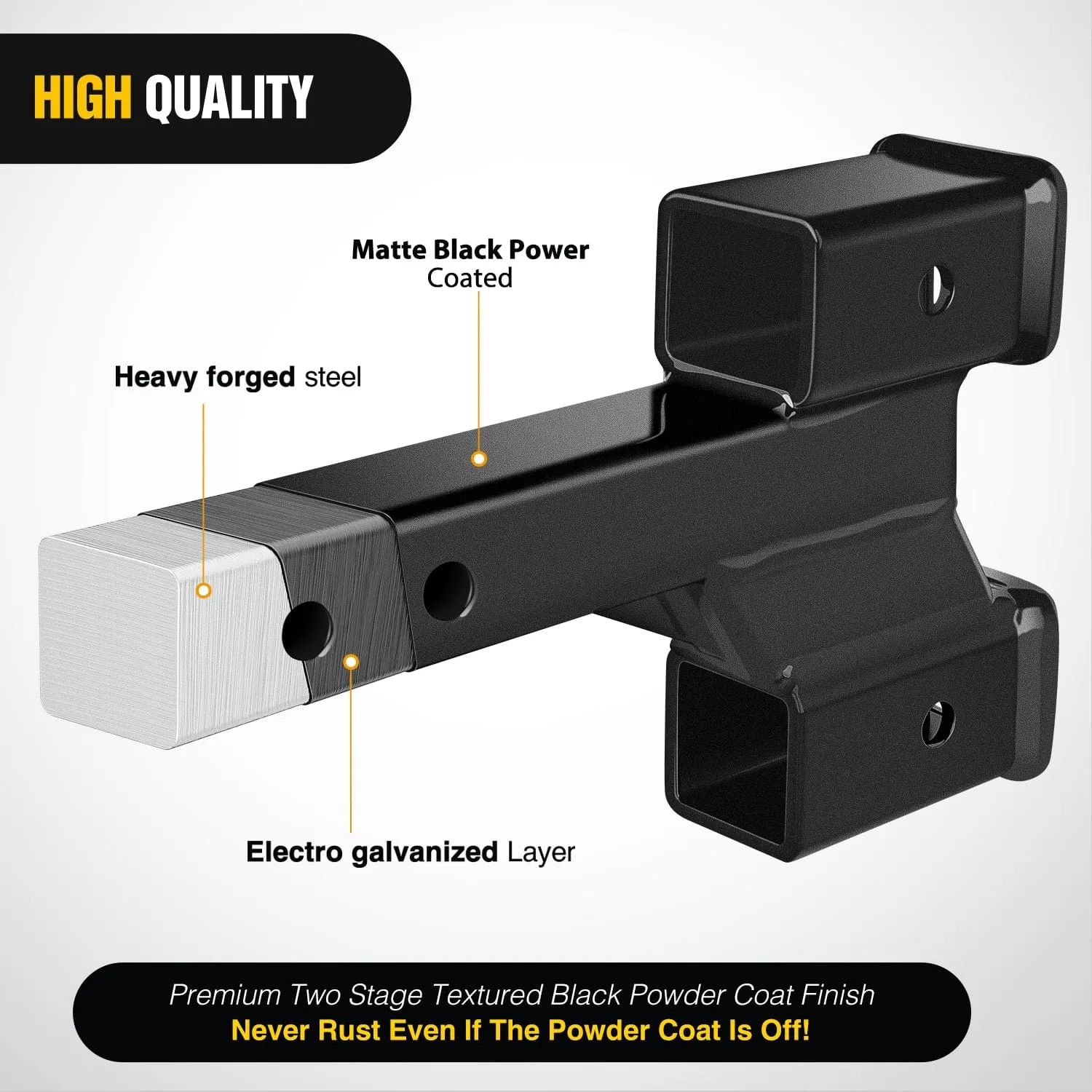 2 Inch Trailer Dual Hitch Receiver with 2 & 4Inch Rise or Drop