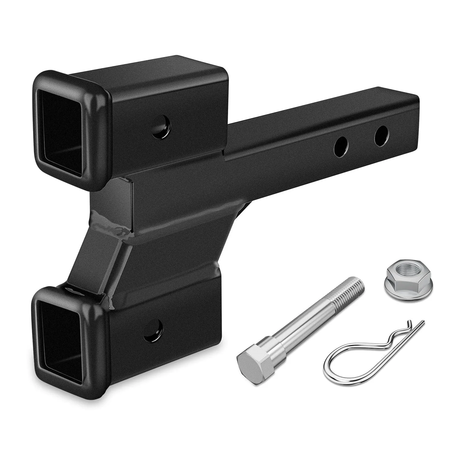 2 Inch Trailer Dual Hitch Receiver with 2 & 4Inch Rise or Drop