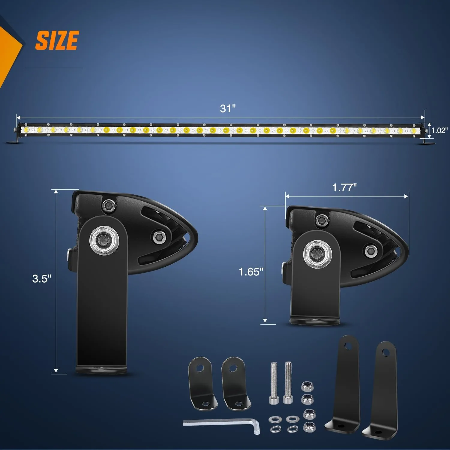31 Inch 90W 30LED Single Row Ultra-Slim Spot Flood Combo LED Light Bars