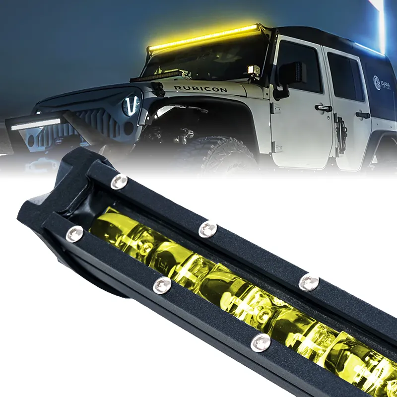 50'' Yellow Flood Beam LED Light Bar For Jeep Wrangler