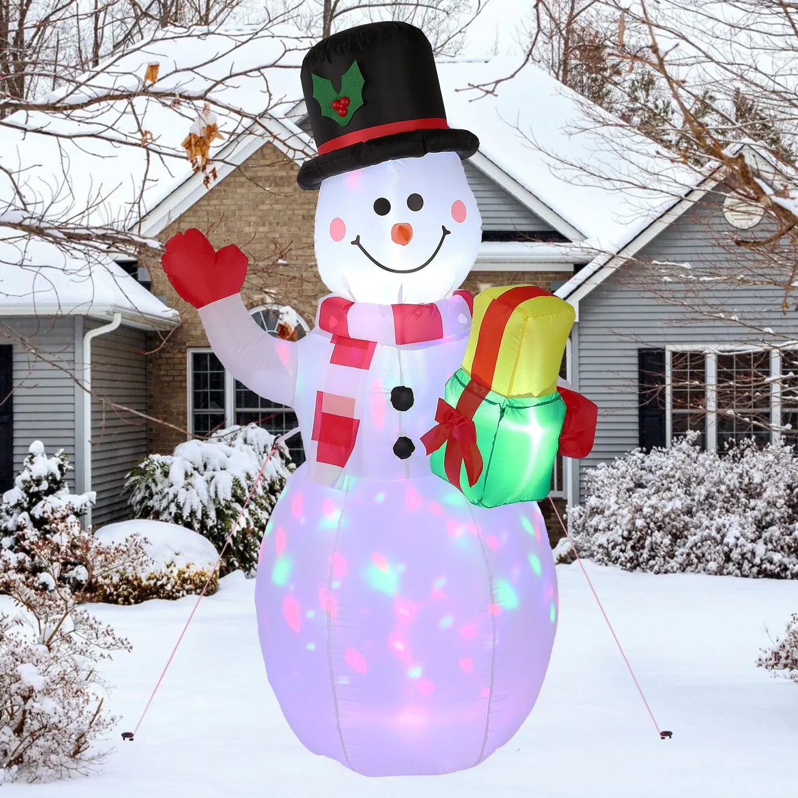 5FT Snowman Inflatable Outdoor Decoration Rotating LED Lights