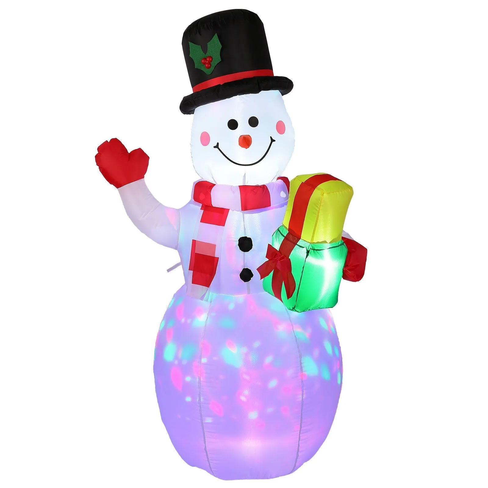 5FT Snowman Inflatable Outdoor Decoration Rotating LED Lights