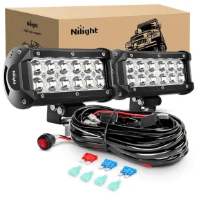 6.5 Inch 36W Double Row Spot Led Light Bars (Pair) | 16AWG Wire 3Pin Switch