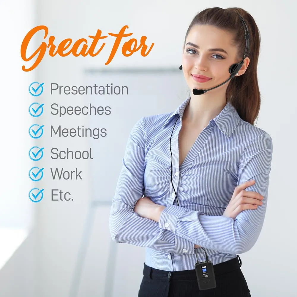 8-Channel Uhf Wireless Microphone & Receiver System, (8) Belt-Packs, (8) Headsets, (8) Lavaliers