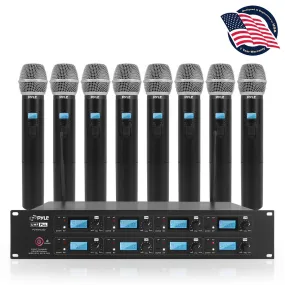 8-Channel Uhf Wireless Microphone & Receiver System, (8) Belt-Packs, (8) Headsets, (8) Lavaliers