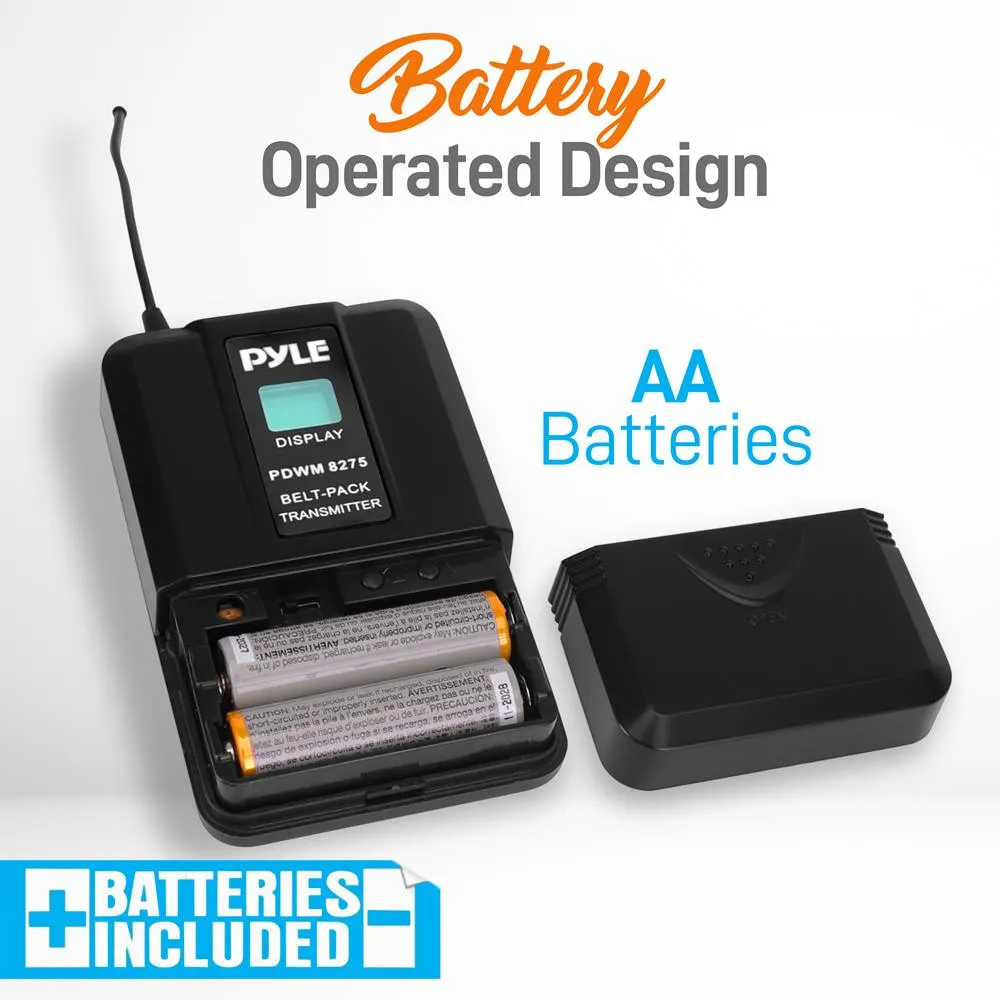 8-Channel Uhf Wireless Microphone & Receiver System, (8) Belt-Packs, (8) Headsets, (8) Lavaliers