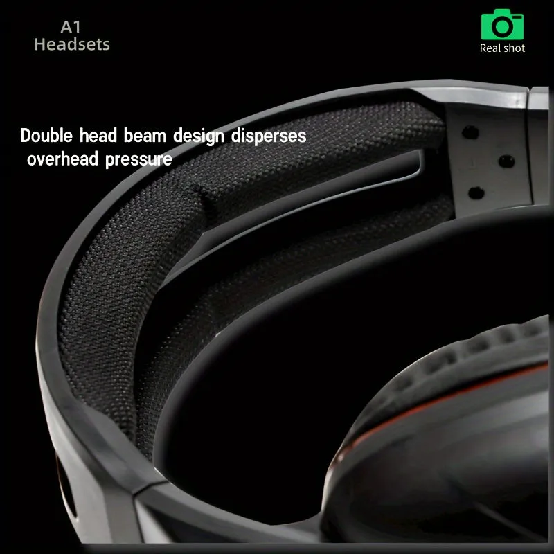 A1 Gaming Headset With Microphone E-sports Computer Wired Headset Noise Reduction Desktop Notebook Stereo Light-emitting Chicken Online Class Learning And Office [single Plug Version] 3.5 Single Plug