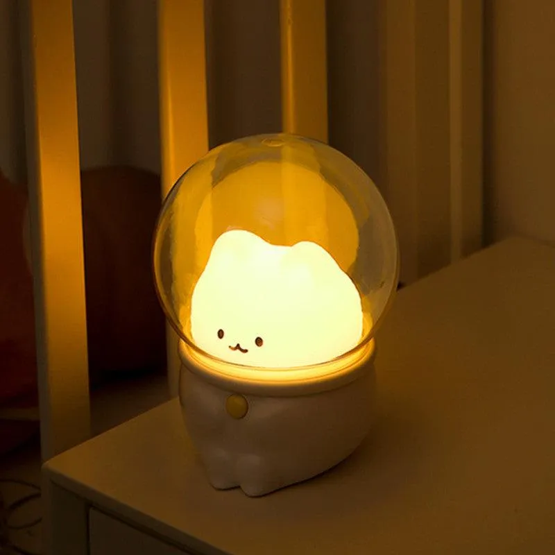 Adorable Mini Pet Night Light with USB Charging for Bright Children's Bedroom, Cat, and Rabbit Ambience Light