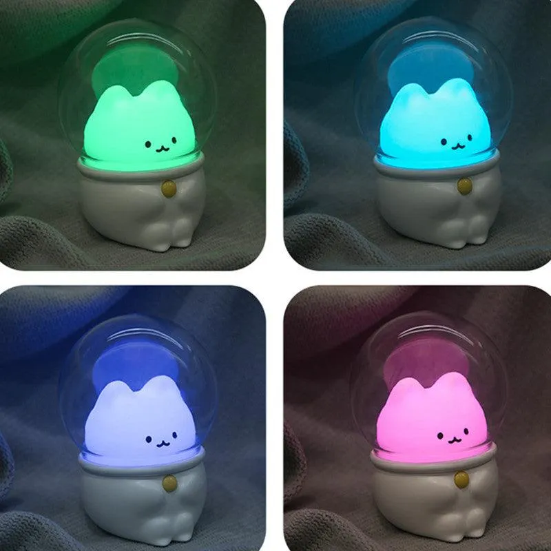 Adorable Mini Pet Night Light with USB Charging for Bright Children's Bedroom, Cat, and Rabbit Ambience Light