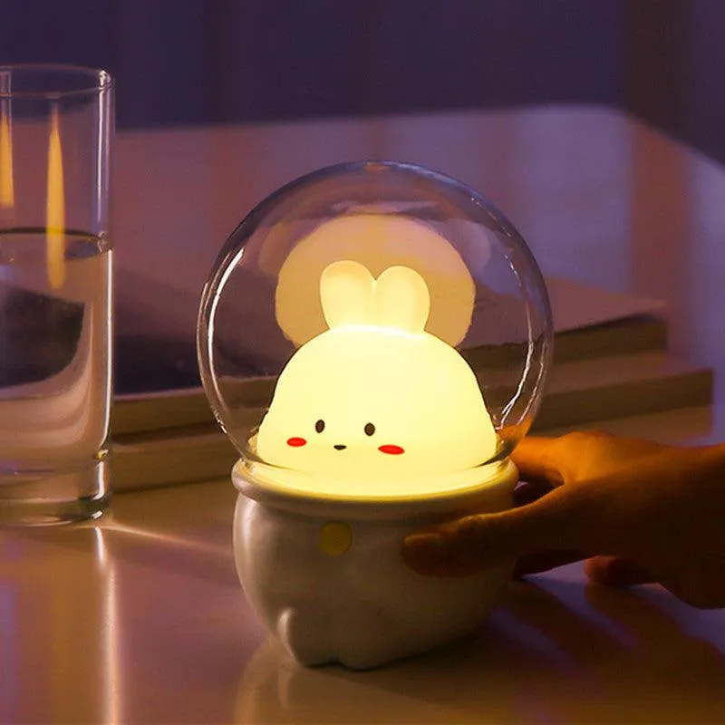 Adorable Mini Pet Night Light with USB Charging for Bright Children's Bedroom, Cat, and Rabbit Ambience Light
