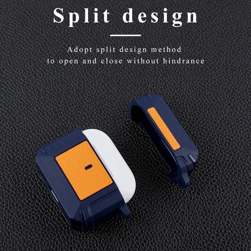 AirPods 3 leather texture case with buckle - Black / Red