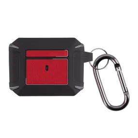 AirPods 3 leather texture case with buckle - Black / Red