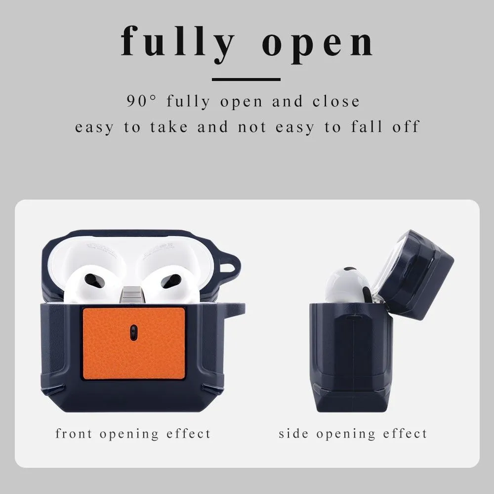 AirPods 3 leather texture case with buckle - Black / Red