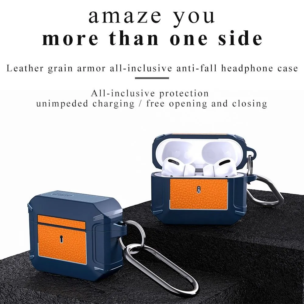 AirPods 3 leather texture case with buckle - Black / Red
