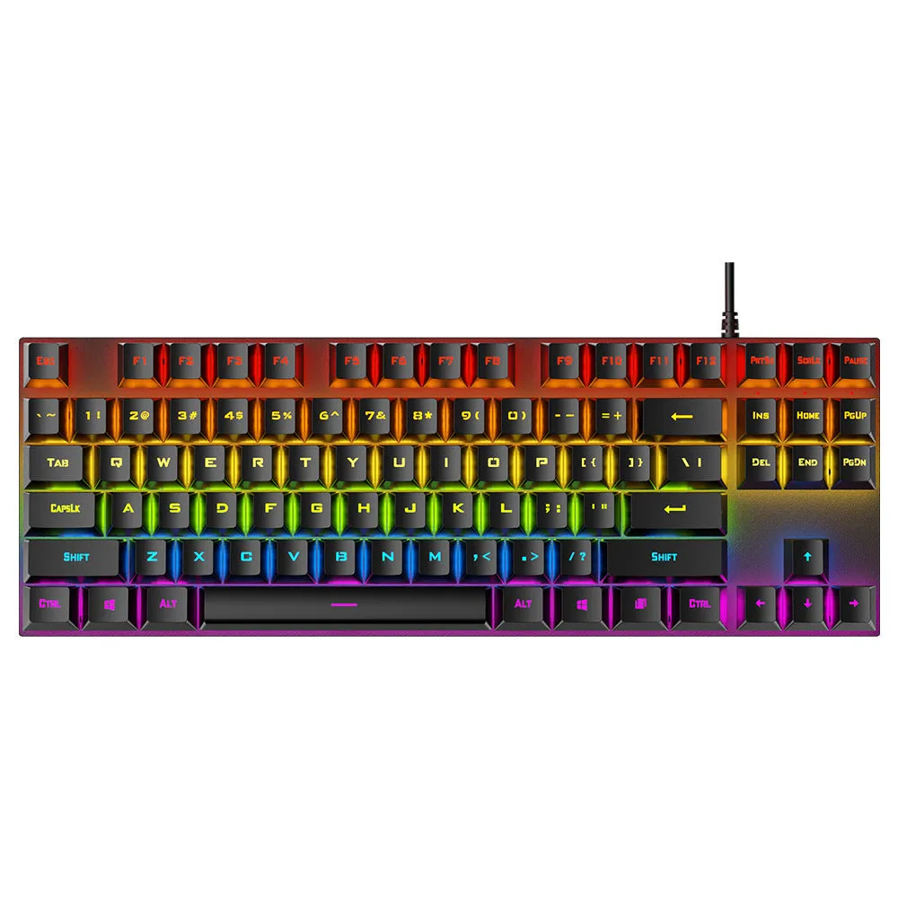 Anti-ghosting Spill Resistant Compact 87 Keys Wired Gaming Keyboard with RGB Backlit for Windows / Mac