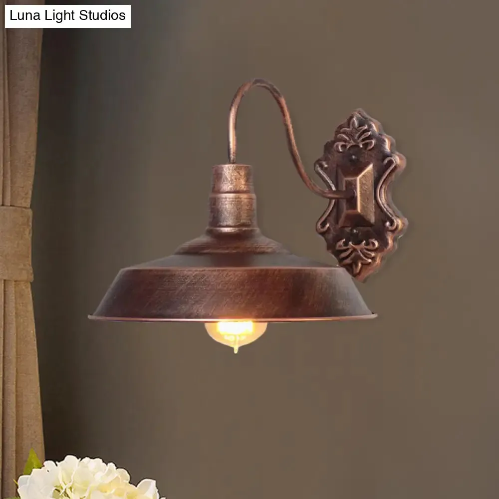 Antique Style Copper/Rust Wrought Iron Barn Wall Mount Sconce Light for Balcony