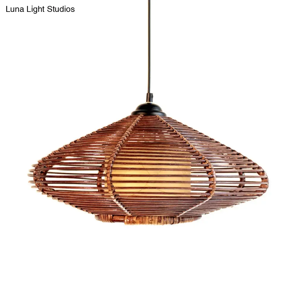 Asia Brown Tearoom Pendant Ceiling Light with Bamboo Jar Shade