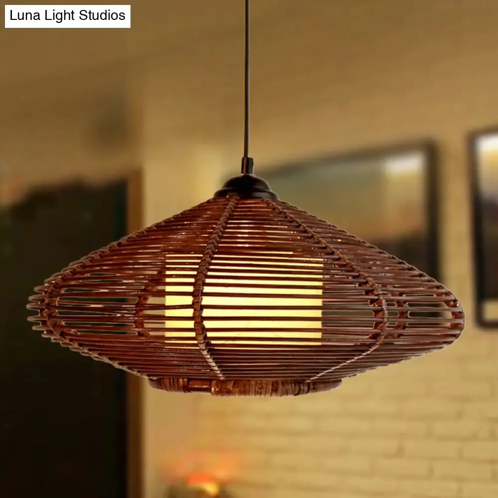 Asia Brown Tearoom Pendant Ceiling Light with Bamboo Jar Shade