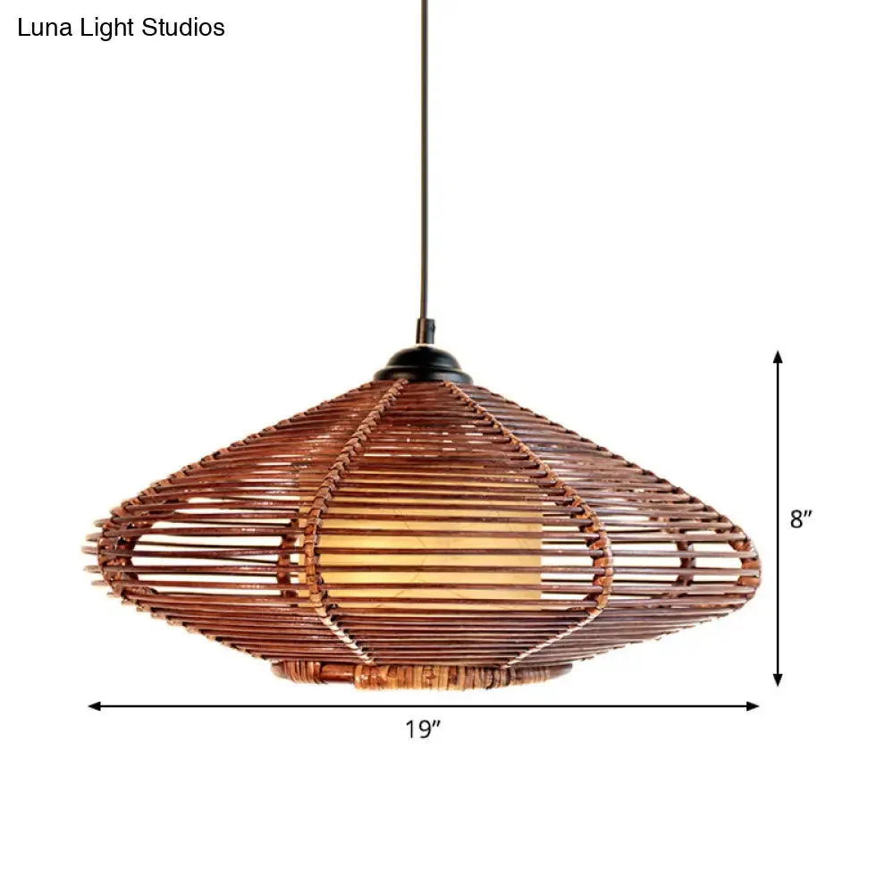 Asia Brown Tearoom Pendant Ceiling Light with Bamboo Jar Shade