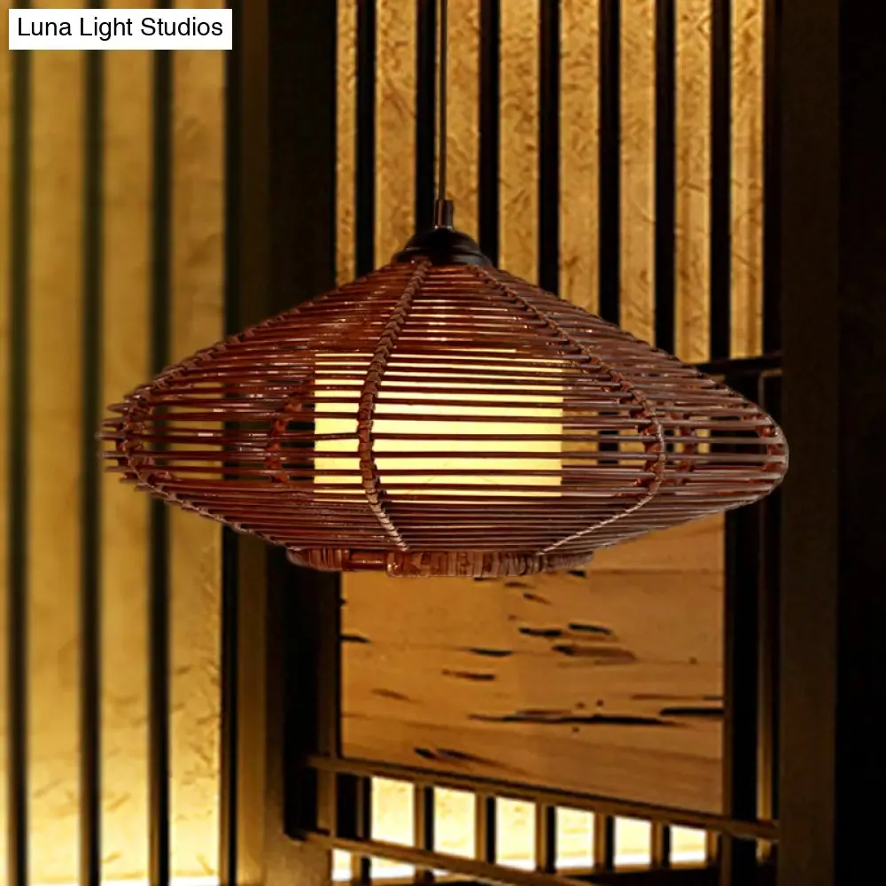 Asia Brown Tearoom Pendant Ceiling Light with Bamboo Jar Shade