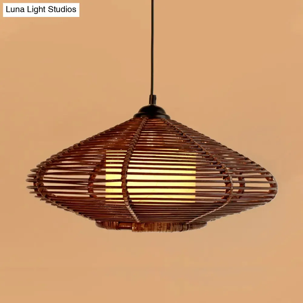 Asia Brown Tearoom Pendant Ceiling Light with Bamboo Jar Shade