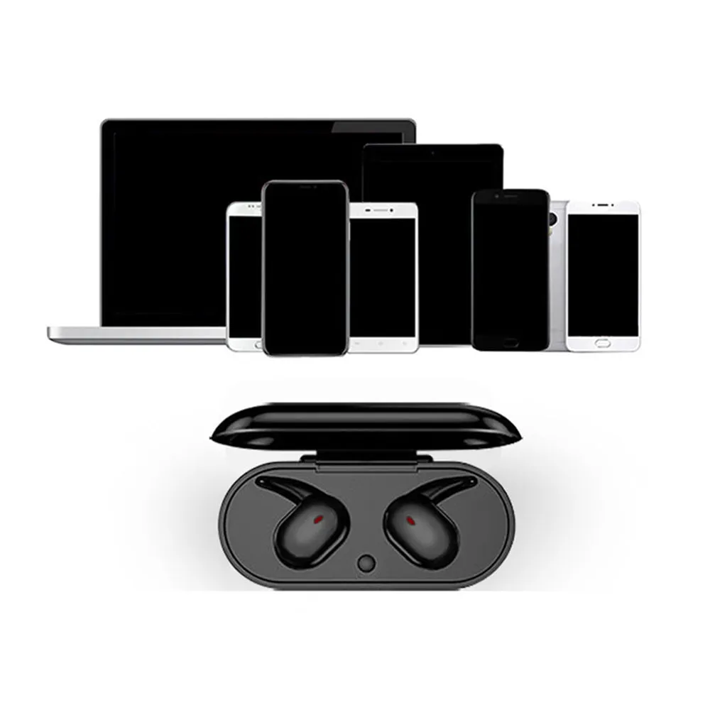Bluetooth 5.0 Wireless Headphones TWS Earphones In Earbuds With Charging Case Black